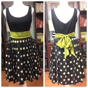 Anthropologie Polka Dot Dress with Sash